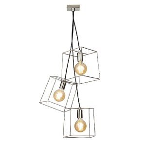3 Light Cluster Pendant Ceiling Lamp Polished Nickel Edge – Ex-Display Boxed