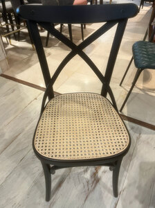 New Ex-Display Bespoke Made Rattan Dining Chair with Black High Back, One in Stock