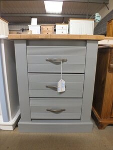 Clearance Painted Bedside Cabinet with 3 Drawers - Handmade Blue Ex-Display