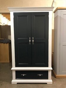 Clearance Rutland Painted 2 Door 1 Drawer Wardrobe Handmade Grey Ex-Display