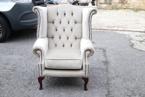 Velvet Fabric Armchair High Back Good Condition Ex-Display Authentic Chesterfield