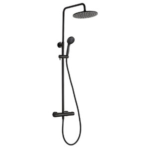 JTP Brass Powder Coated Black Shower Double Outlet Thermostat Ex-Display