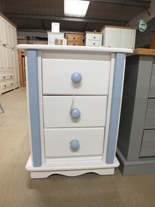Charlotte Painted Blue Bedside Cabinet, Handmade Ex-Display Nightstand
