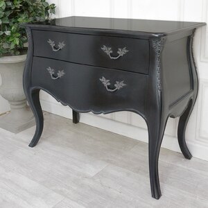 Ex-Display French Style Noir Black Marble Top 2 Drawer Chest