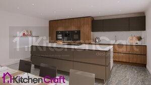 Hacker German Kitchen - Kingston in Natural Walnut & Porto in Graphite - Complete Handleless Kitchen