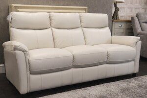Compact Collection Piccolo Premium Classic White Leather Ex-Display 3 Seat Sofa