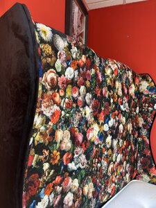 Ex-Display Double 4ft6 Floral Plush Velvet Black Bed Frame