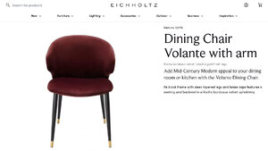 Eicholtz 4x Volante Velvet Dining Chairs – New Ex-Display