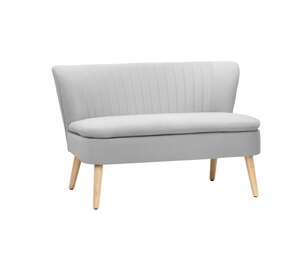 Grey 2 Seater Compact Sofa Jared Stitched Back - Ex-Display Unboxed
