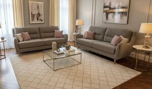 Ex-Display Porto 3 + 2 Seater Grey Boucle Fabric Sofa Set