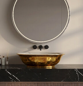 Ashton & Bentley Corinthian 560x410 Basin White Gloss Molten Brass Ex-Display