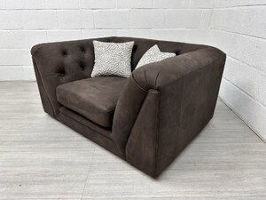 Ex-Display Sofology Majestica Loveseat Cuddle Chair Brown Leather