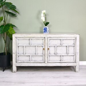 Ex-Display Chinese Style Grey Two Door Sideboard Cabinet