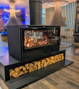 Ex-Display Axis Wood Burner Stove with Granite Hearth and Log Store
