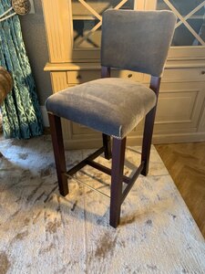 Ex-Display George Smith Comune Grey Mohair Barstool, High Level Stool Rrp £3650