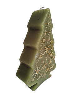 New Christmas Tree Candle with Gold Star Design - Ex-Display