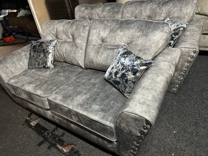 New Ex-Display Luxuray Branded Senaa Grey Silver 2.5 Seater Sofa