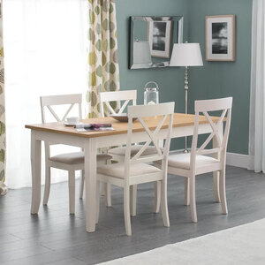 Julian Bowen Davenport Dining Table with 6 Chair Set - White/Oak, Ex-Display
