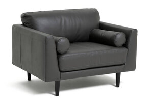 Brand New (Ex-Display) - Habitat Jackson Leather Cuddle Chair - Grey