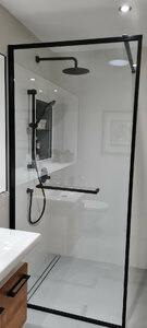 Drench Border 1200x2100 Shower Screen with Towel Rail Matt Black - Ex-Display