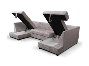 Meridian U-Shaped Sofa Bed with Storage in Truffle Chenille, Ex-Display