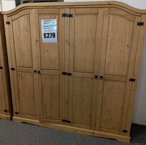 Corona 4 Door Arch Top Pine Wardrobe (Ex-Display)