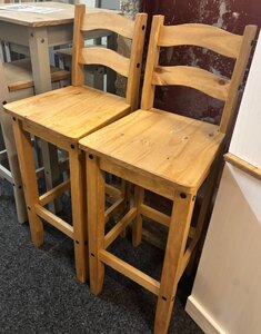 Corona Solid Pine Bar Stool, Ex-Display, Waxed Rustic Finish