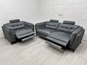 Sofology Muse Grey Velvet 3 Seater And Cuddle Chair Set
