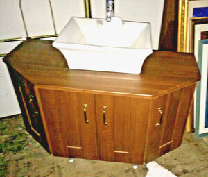 Ex-Showroom Display Walnut Finish Vanity Unit With Single Sink And Chrome Tap