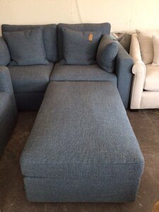 Couch & Co 2-Seater Sofa and Footstool Set in Steel Blue Denim Fabric, Ex-Display