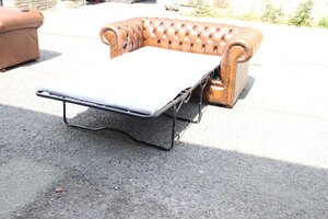 Chesterfield Leather 2 Seater Sofa Bed Ex-Display Antique Gold