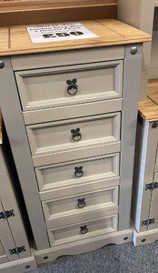 Corona Grey Wax 5 Drawer Narrow Chest Pine (Ex-Display)
