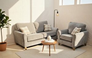 Smoke Ex-Display Fabric 2 Seater Sofa And Chair Set By Homeflair