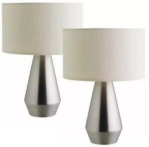Habitat Maya Pair of Touch Table Lamps - Silver & Cream - Ex Displays Boxed