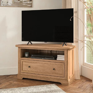 Oak Corner TV Stand Oak Furniture Land Brennan Ex-Display