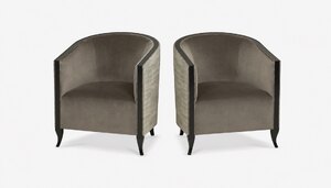 Ex-Display Pair of Kenzo Accent Chairs by The Sofa & Chair Company in Grey Velvet