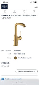Grohe Essence Single-Lever Basin Mixer 1/2″ L-Size Sunrise Gold – Ex-Display