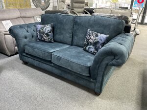 Ex-Display Clearance 3 Seater Fabric Sofa Chesterfield in Marine Blue