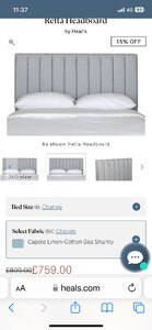 Heal's Retta King Size Headboard Ex-Display - Capelo Linen Sea Shanty Blue