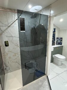 Ex-Display Aquadart Shower Glass Screen Panels with Brushed Brass Profile Packs