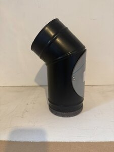 5 Inch Black Stove Flue Pipe 30 Degree Elbow with Door, Ex-Display