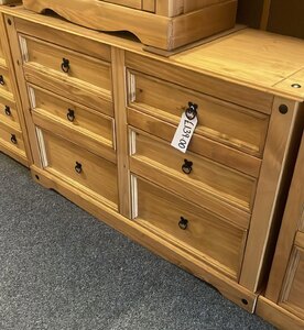 Corona Low 3+3 Wide Chest Ex-Display Pine 6 Drawers