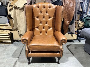 Ex-Display Chesterfield Tan Leather Wing Chair