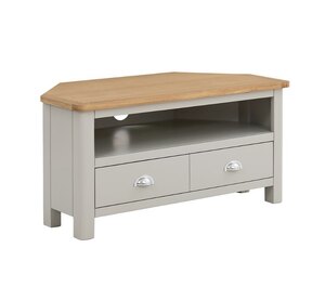 Homebase Norbury Grey Oak Corner TV Stand Table - Ex-Display Unboxed (Damage)