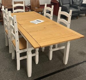 Corona White Large Extending Dining Table and 6 Chairs, Ex-Display