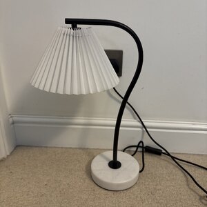Boxed Ex-Display John Lewis Marble Pleat Table Lamp, Matt Black