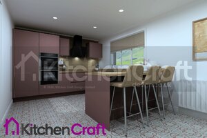 German Häcker Handleless Kitchen in Scala Amaranth Red