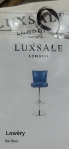 Lowery Bar Stools - One Grey Faux Leather, One Blue Leather, Chrome Frame, Ex-Display