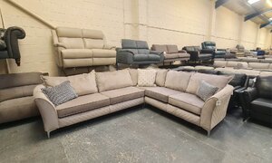 Ex-Display Shimmer Light Grey Velvet Fabric Corner Sofa