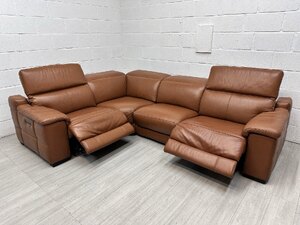 Sofology Laurence Tan Leather Electric Recliner Corner Sofa Ex-Display